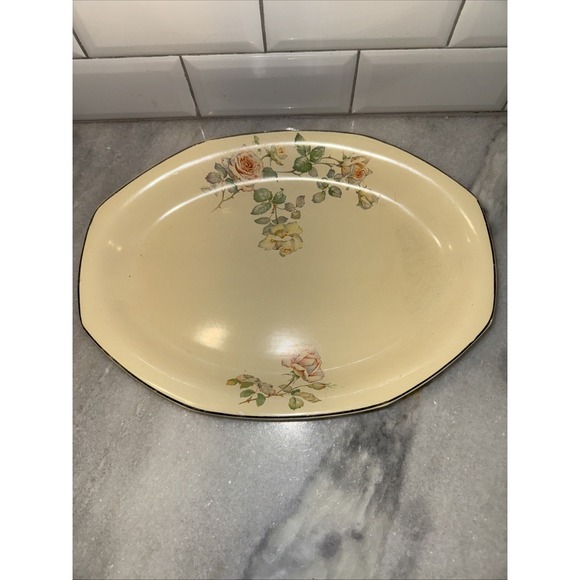 Homer Laughlin Other - Rare Vntg Homer Laughlin Large Oval Serving Platter with Rose Pattern 15"GW995